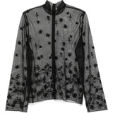 Blusa trasparente con ricamo a fiori in nero Toteme - donna 
