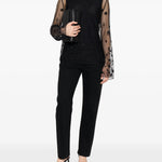 Blusa trasparente con ricamo a fiori in nero Toteme - donna 