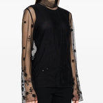 Blusa trasparente con ricamo a fiori in nero Toteme - donna 