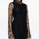 Blusa trasparente con ricamo a fiori in nero Toteme - donna 