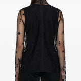 Blusa trasparente con ricamo a fiori in nero Toteme - donna 