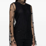 Blusa trasparente con ricamo a fiori in nero Toteme - donna 