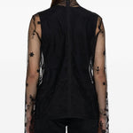 Blusa trasparente con ricamo a fiori in nero Toteme - donna 