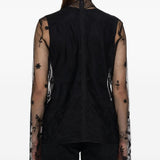 Blusa trasparente con ricamo a fiori in nero Toteme - donna 