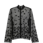 Blusa trasparente con ricamo a fiori in nero Toteme - donna 