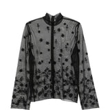 Blusa trasparente con ricamo a fiori in nero Toteme - donna 
