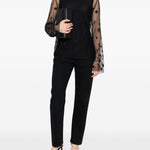 Blusa trasparente con ricamo a fiori in nero Toteme - donna 