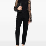 Blusa trasparente con ricamo a fiori in nero Toteme - donna 