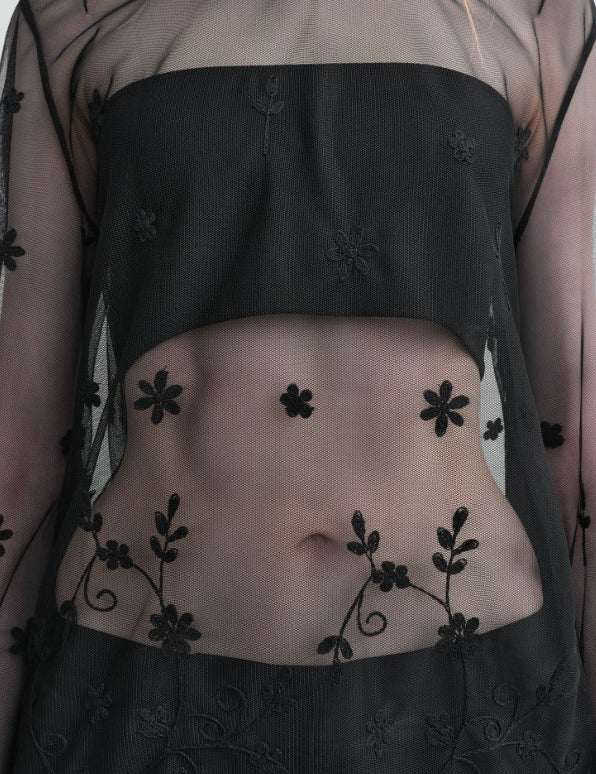 Blusa semi-trasparente con ricami in nero Toteme - donna 