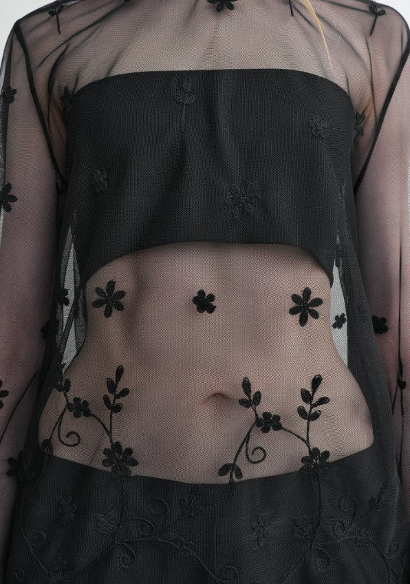 Blusa semi-trasparente con ricami in nero Toteme - donna 