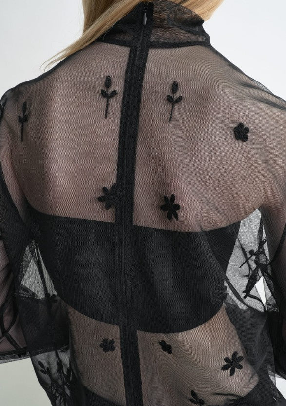 Blusa semi-trasparente con ricami in nero Toteme - donna 