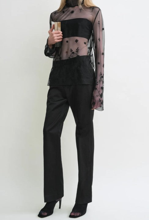 Blusa semi-trasparente con ricami in nero Toteme - donna 