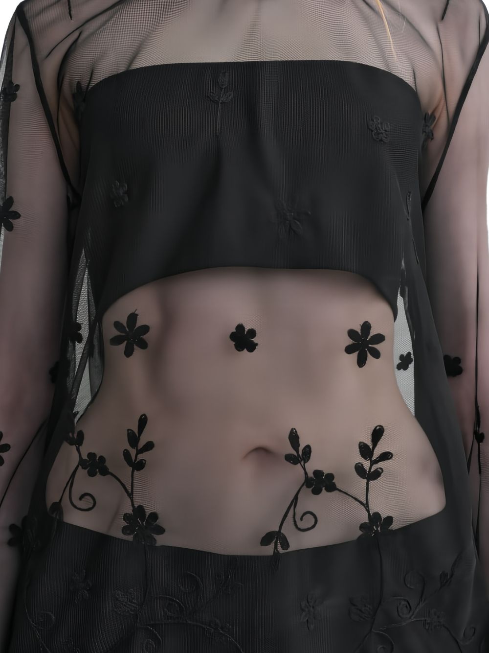 Blusa semi-trasparente con ricami in nero Toteme - donna 