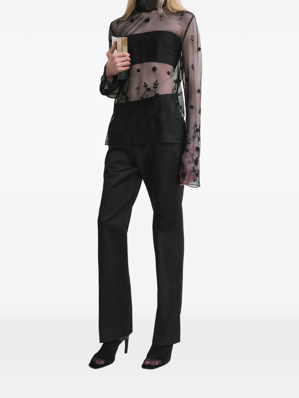 Blusa semi-trasparente con ricami in nero Toteme - donna 