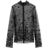 Blusa semi-trasparente con ricami in nero Toteme - donna 