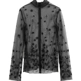 Blusa semi-trasparente con ricami in nero Toteme - donna 
