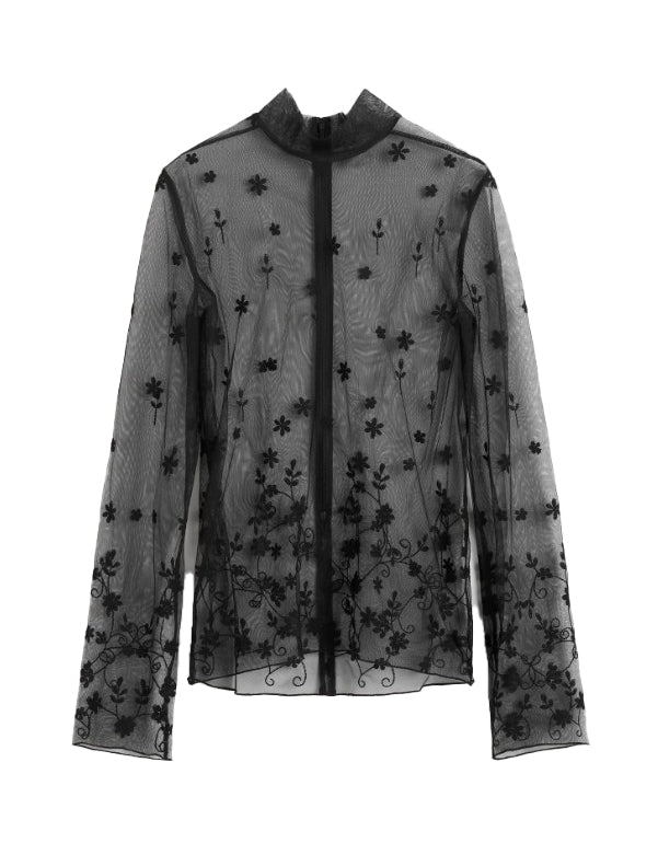 Blusa semi-trasparente con ricami in nero Toteme - donna 