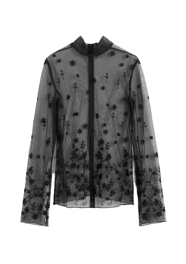 Blusa semi-trasparente con ricami in nero Toteme - donna 