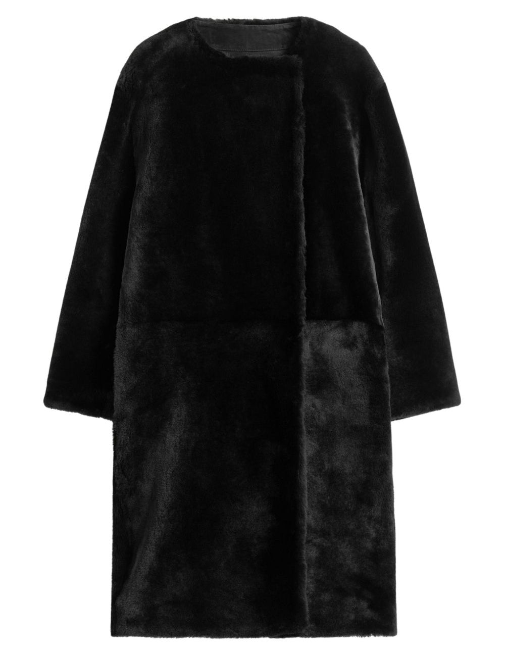Cappotto in shearling senza colletto in nero Toteme - donna 