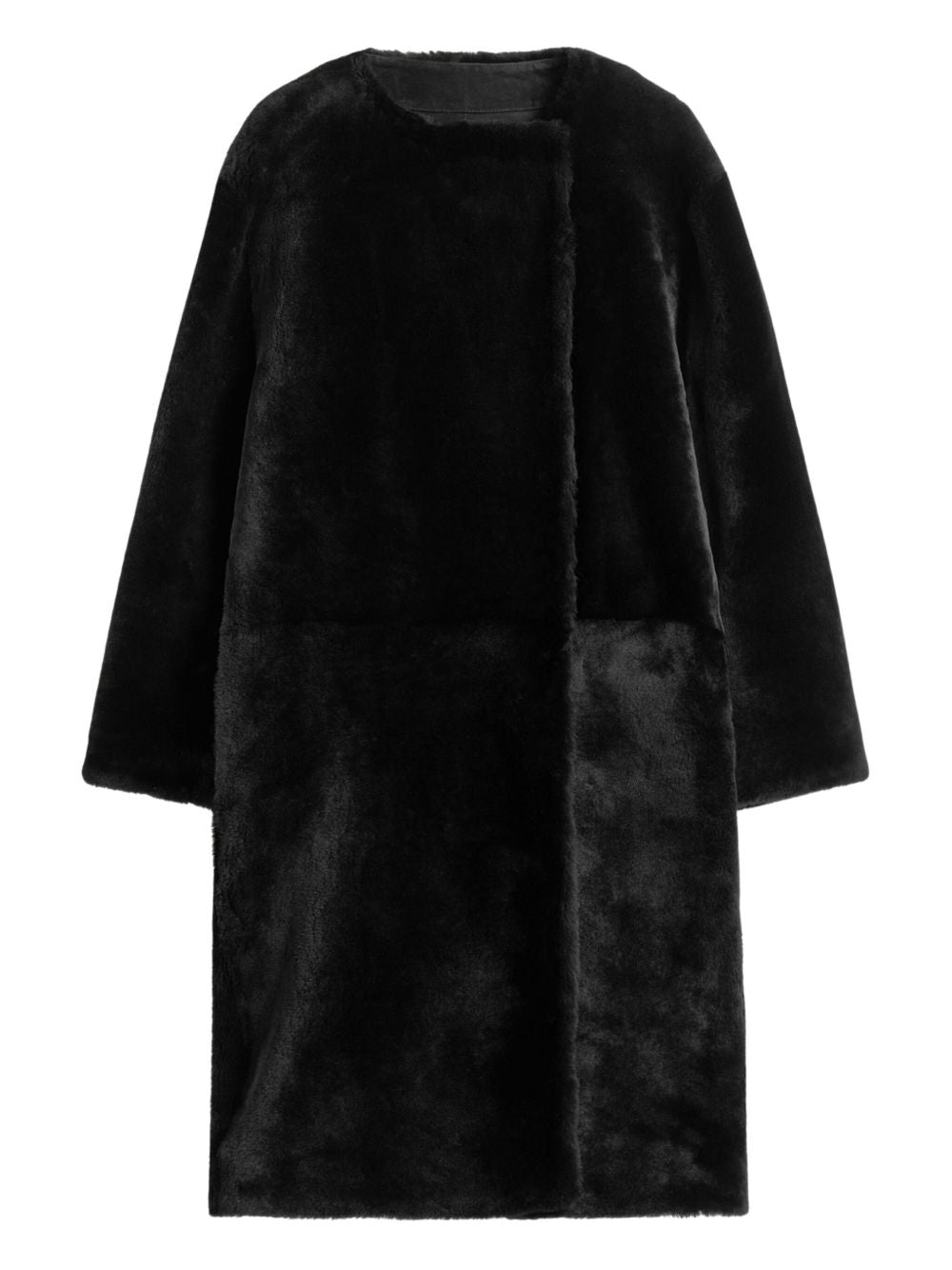 Cappotto in shearling senza colletto in nero Toteme - donna 