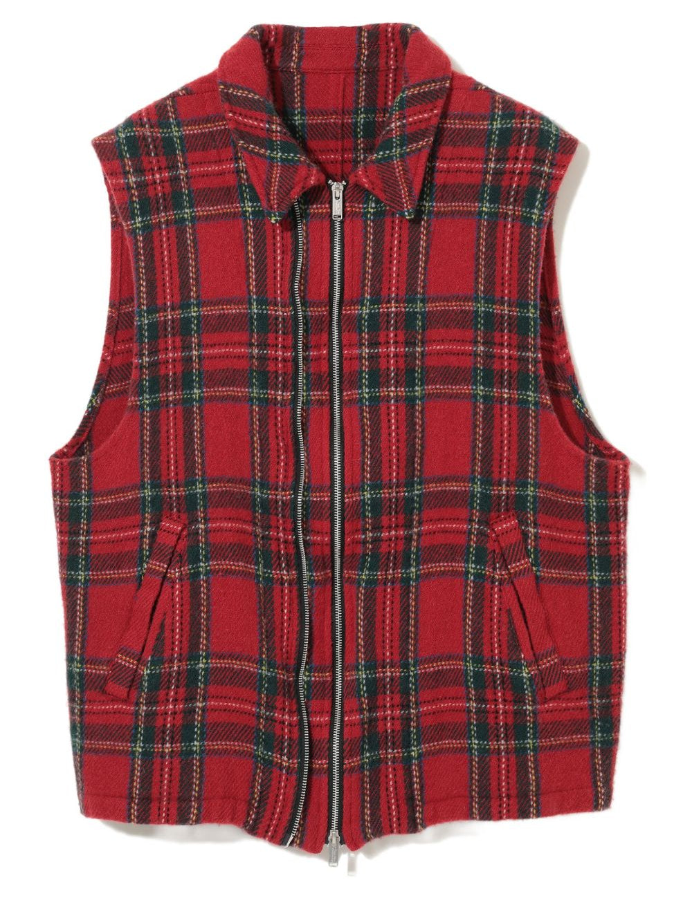 Gilet a quadri con zip in rosso Undercover - uomo 