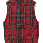 Gilet a quadri con zip in rosso Undercover - uomo 