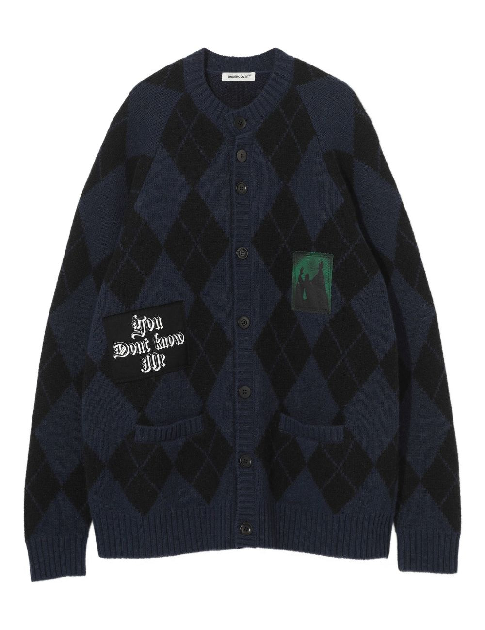 Cardigan con design a rombi in blu Undercover - uomo 