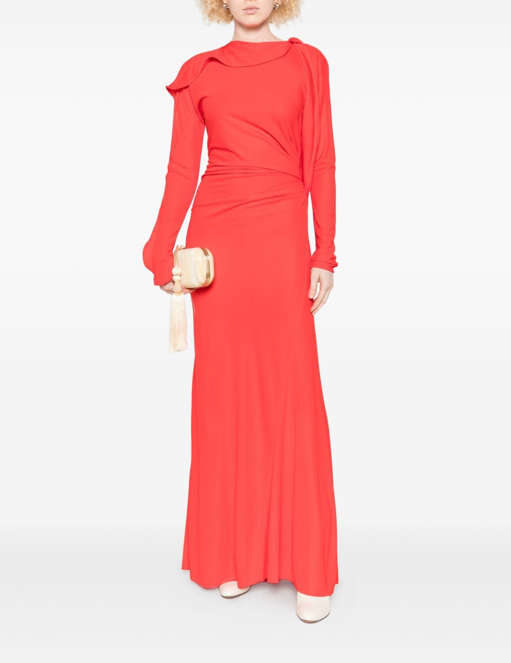 Abito lungo drappeggiato in rosso Victoria Beckham - donna 