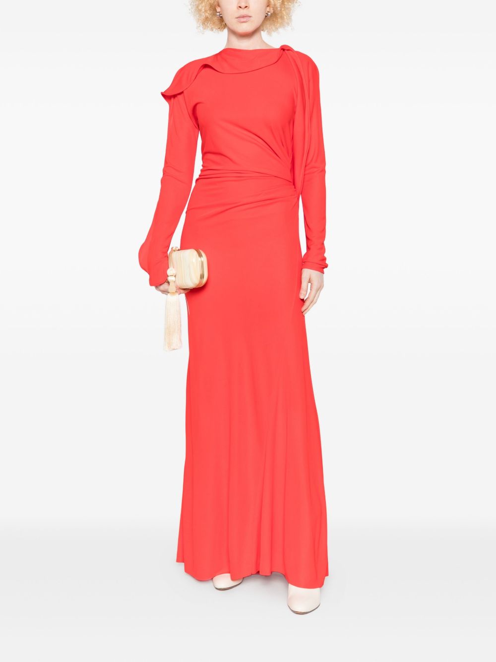 Abito lungo drappeggiato in rosso Victoria Beckham - donna 