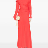 Abito lungo drappeggiato in rosso Victoria Beckham - donna 