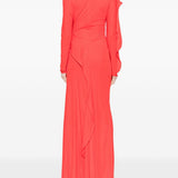 Abito lungo drappeggiato in rosso Victoria Beckham - donna 