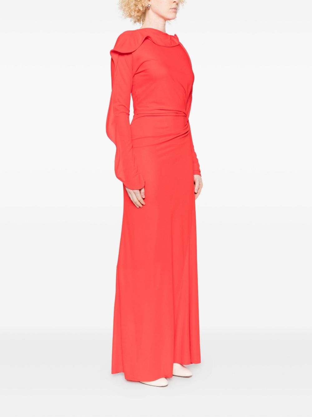 Abito lungo drappeggiato in rosso Victoria Beckham - donna 