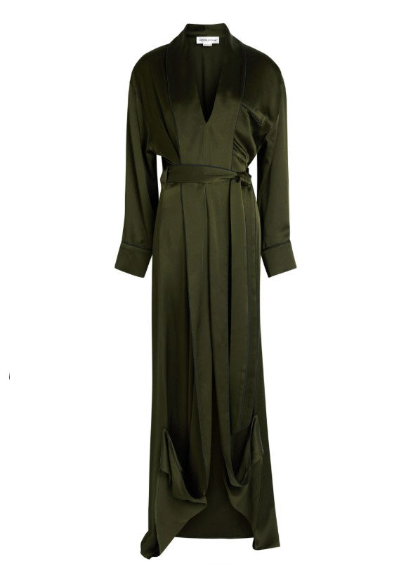 Abito in raso drappeggiato in verde oliva Victoria Beckham - donna 