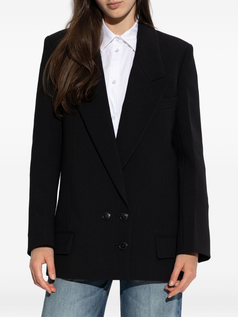Blazer doppio petto con revers a lancia in nero Victoria beckham - donna 