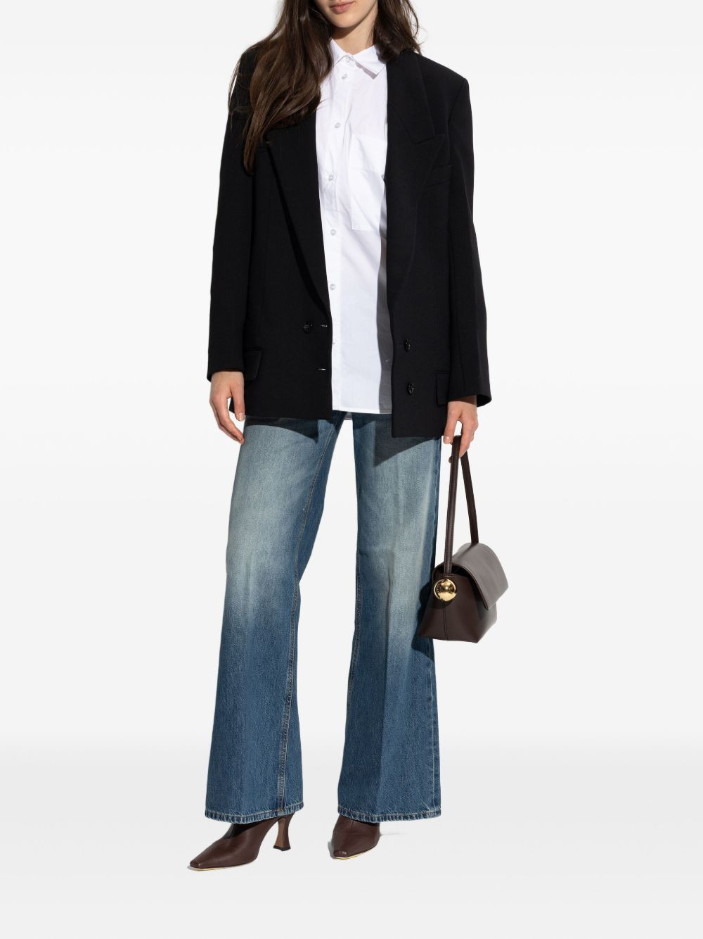Blazer doppio petto con revers a lancia in nero Victoria beckham - donna 