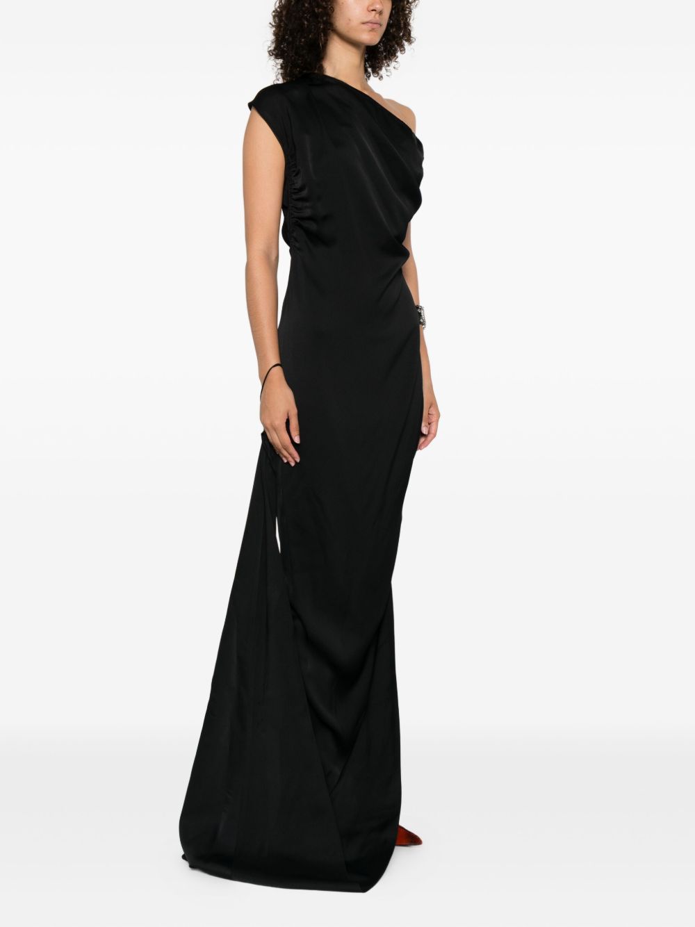 Abito lungo monospalla con drappeggio in nero Vivienne Westwood - donna 