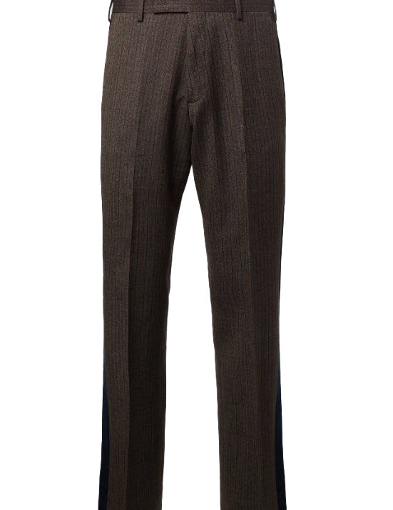 Pantaloni in misto lana a righe alto in marrone Wales Bonner - uomo 