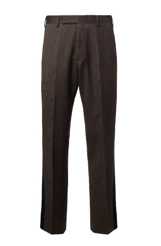 Pantaloni in misto lana a righe alto in marrone Wales Bonner - uomo 