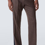 Pantaloni in misto lana a righe alto in marrone Wales Bonner - uomo 