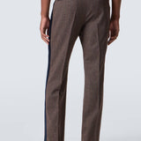 Pantaloni in misto lana a righe alto in marrone Wales Bonner - uomo 
