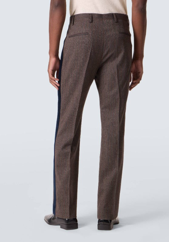 Pantaloni in misto lana a righe alto in marrone Wales Bonner - uomo 