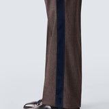 Pantaloni in misto lana a righe alto in marrone Wales Bonner - uomo 