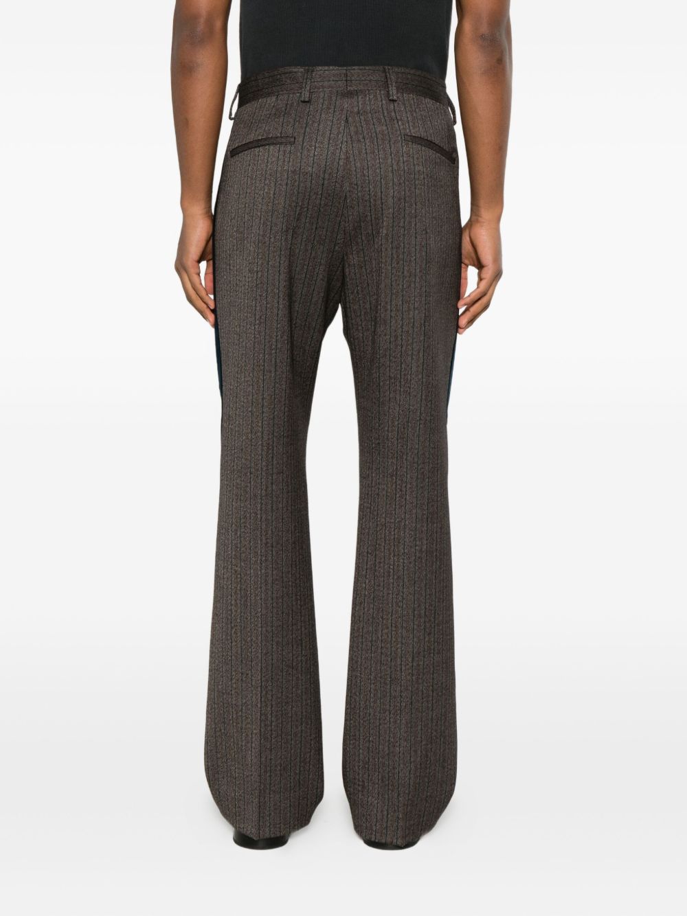 Pantaloni in misto lana a righe alto in marrone Wales Bonner - uomo 