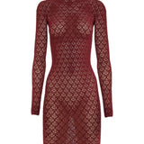 Abito mini in pizzo in bordeaux Wolford - donna 