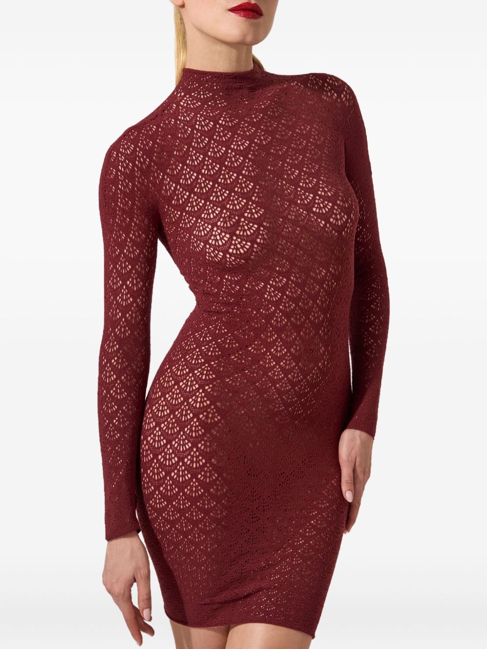 Abito mini in pizzo in bordeaux Wolford - donna 