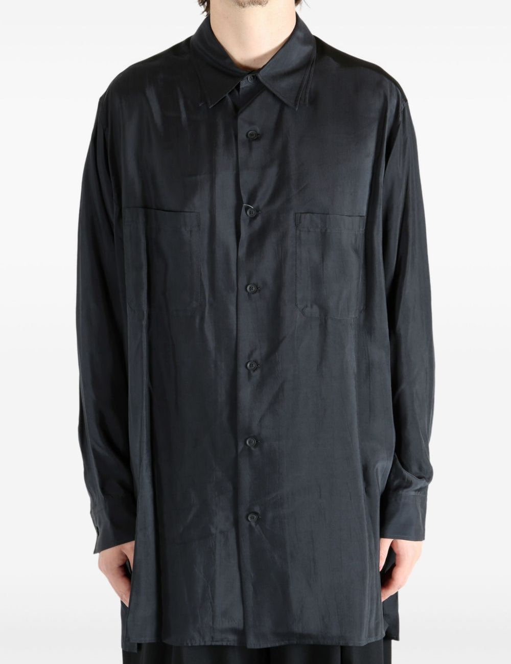 Camicia lunga con doppio colletto in nero Yohji yamamoto - uomo 