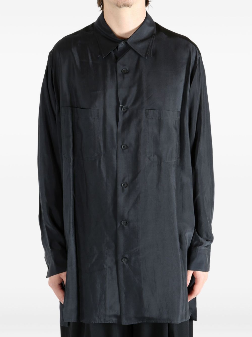 Camicia lunga con doppio colletto in nero Yohji yamamoto - uomo 