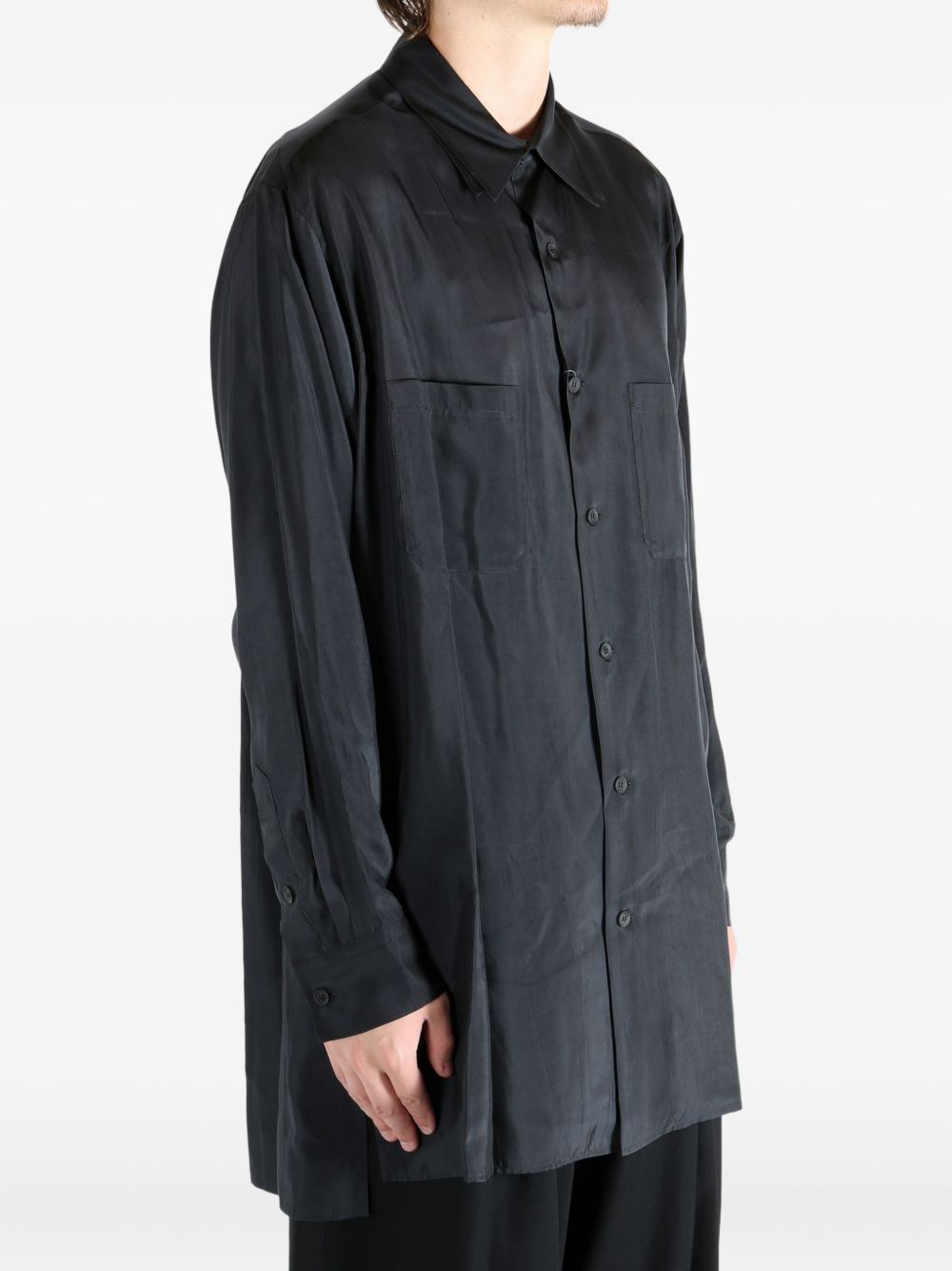 Camicia lunga con doppio colletto in nero Yohji yamamoto - uomo 