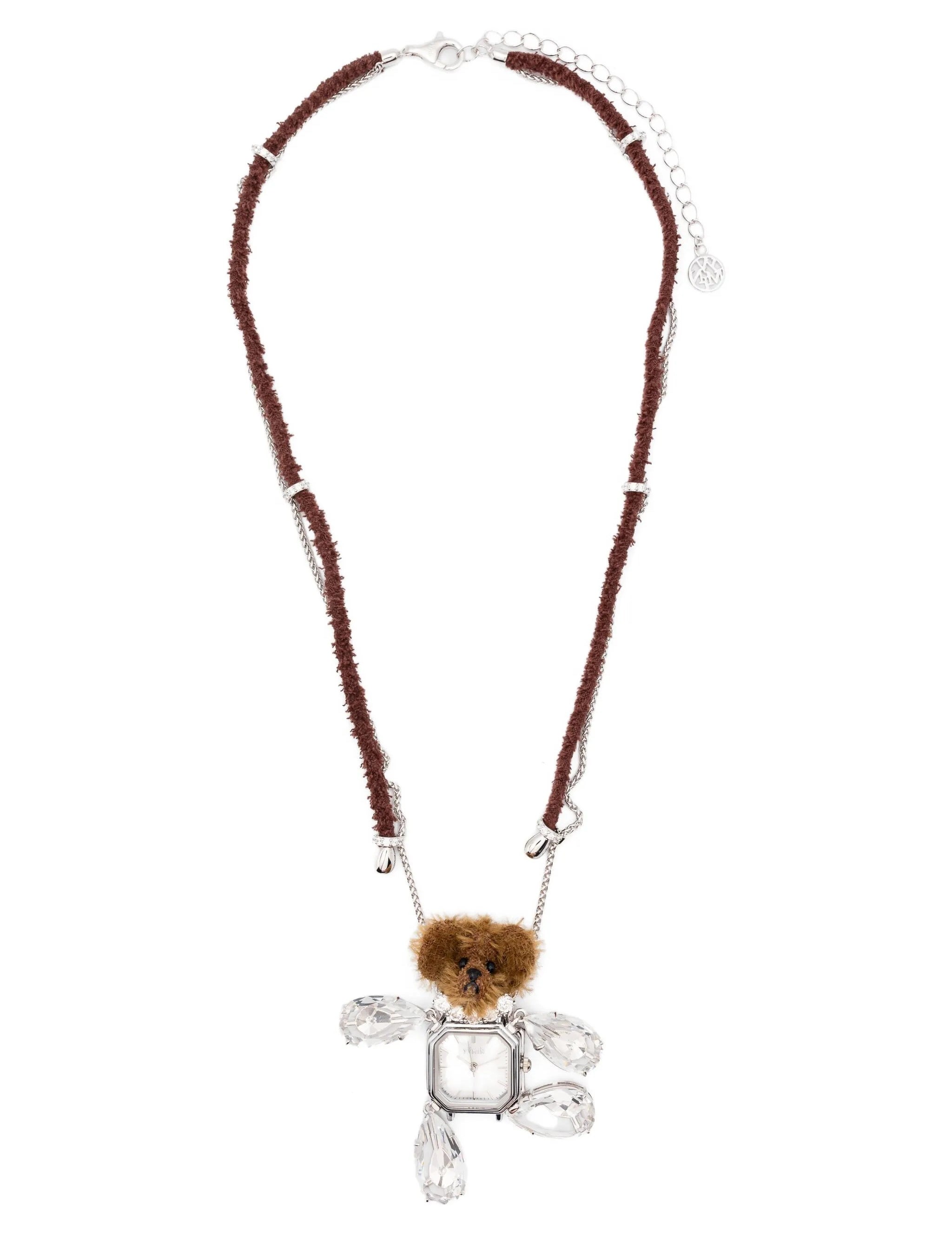 Collana con decorazioni a forma di orsacchiotto in argento e bianco Yvmin - donna 