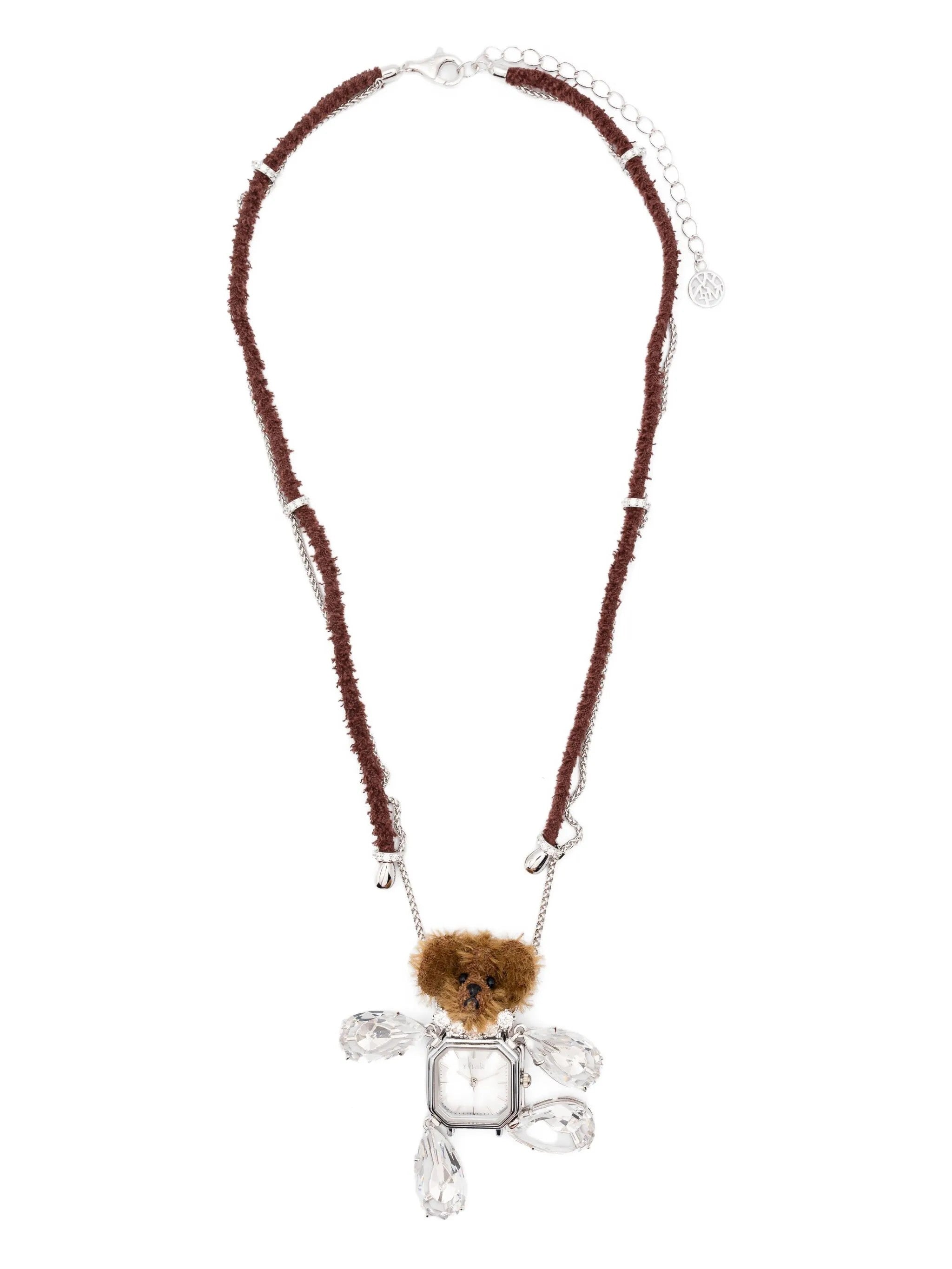 Collana con decorazioni a forma di orsacchiotto in argento e bianco Yvmin - donna 